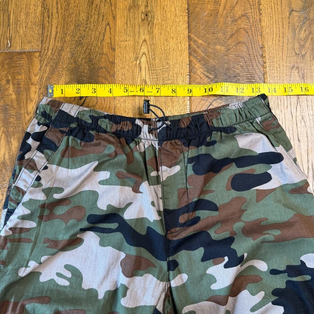 No Boundaries Cargo Pants Womens XS Green Camouflage Pull on Bungee Waist Leg - Picture 3 of 7